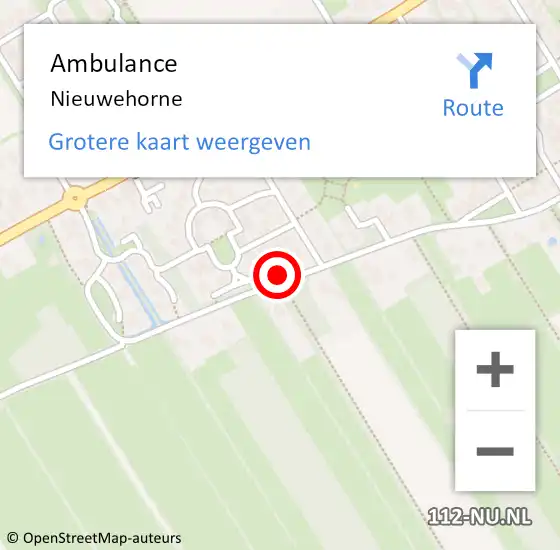 Locatie op kaart van de 112 melding: Ambulance Nieuwehorne op 21 december 2024 10:52