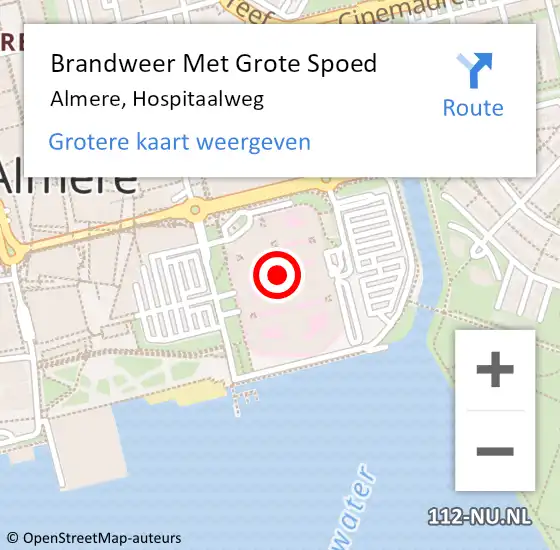 Locatie op kaart van de 112 melding: Brandweer Met Grote Spoed Naar Almere, Hospitaalweg op 21 december 2024 11:15