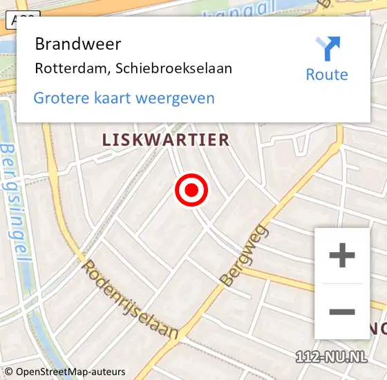 Locatie op kaart van de 112 melding: Brandweer Rotterdam, Schiebroekselaan op 21 december 2024 11:34