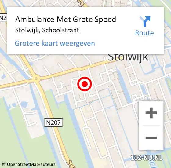 Locatie op kaart van de 112 melding: Ambulance Met Grote Spoed Naar Stolwijk, Schoolstraat op 21 december 2024 11:37