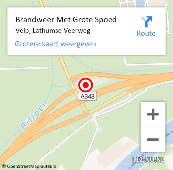 Locatie op kaart van de 112 melding: Brandweer Met Grote Spoed Naar Velp, Lathumse Veerweg op 21 december 2024 11:38