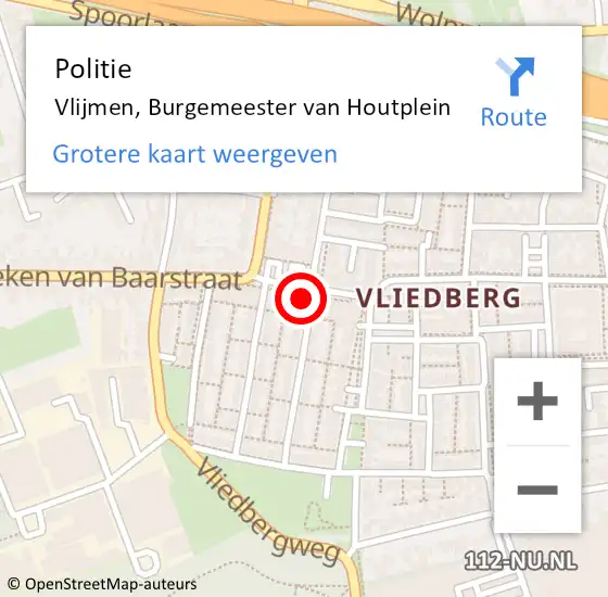 Locatie op kaart van de 112 melding: Politie Vlijmen, Burgemeester van Houtplein op 21 december 2024 11:48