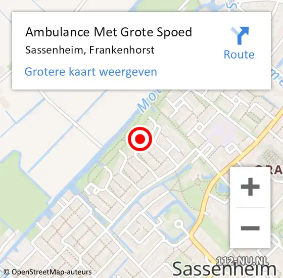 Locatie op kaart van de 112 melding: Ambulance Met Grote Spoed Naar Sassenheim, Frankenhorst op 21 december 2024 12:02