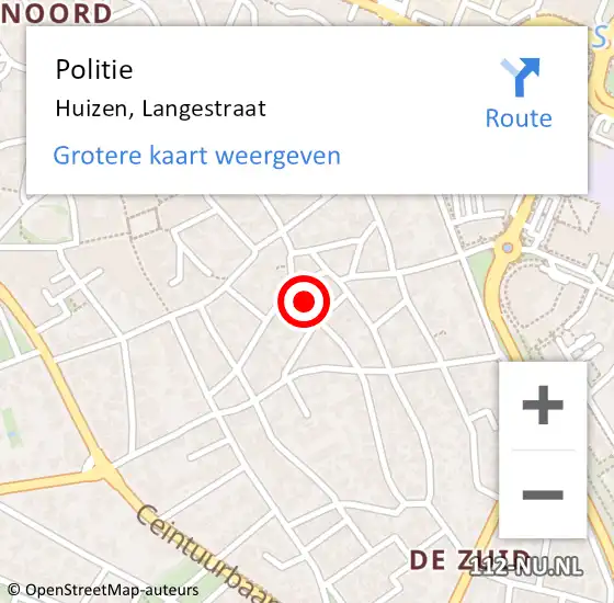 Locatie op kaart van de 112 melding: Politie Huizen, Langestraat op 21 december 2024 12:03