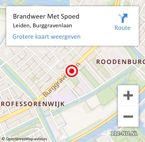 Locatie op kaart van de 112 melding: Brandweer Met Spoed Naar Leiden, Burggravenlaan op 21 december 2024 12:04