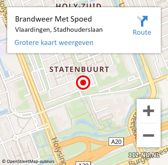 Locatie op kaart van de 112 melding: Brandweer Met Spoed Naar Vlaardingen, Stadhouderslaan op 21 december 2024 12:09