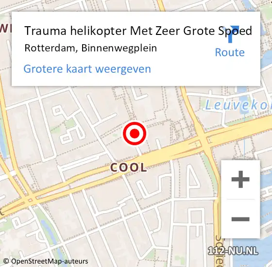 Locatie op kaart van de 112 melding: Trauma helikopter Met Zeer Grote Spoed Naar Rotterdam, Binnenwegplein op 21 december 2024 12:11