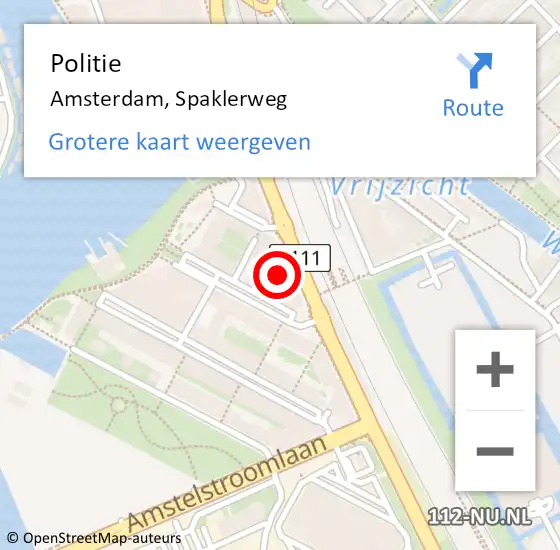 Locatie op kaart van de 112 melding: Politie Amsterdam, Spaklerweg op 21 december 2024 12:12