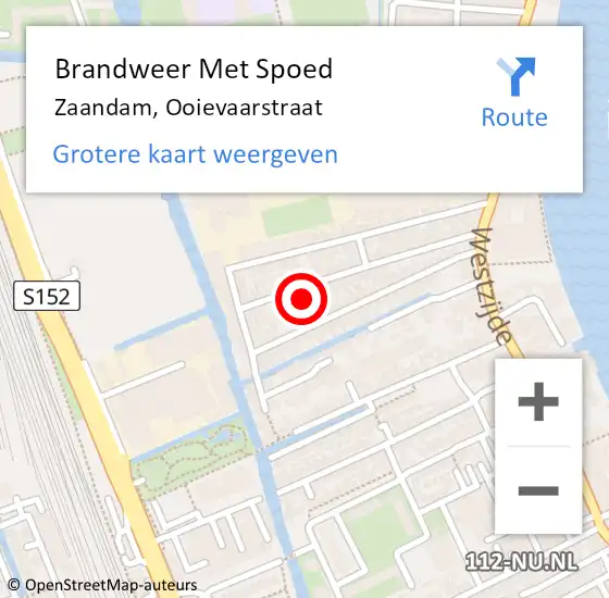 Locatie op kaart van de 112 melding: Brandweer Met Spoed Naar Zaandam, Ooievaarstraat op 21 december 2024 12:18