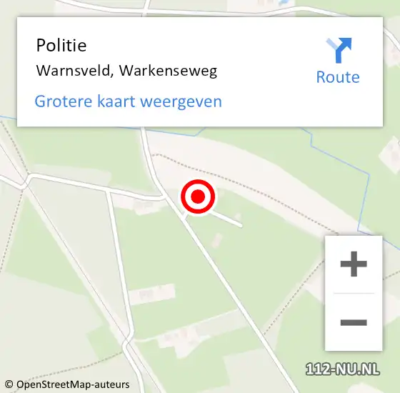 Locatie op kaart van de 112 melding: Politie Warnsveld, Warkenseweg op 21 december 2024 12:19