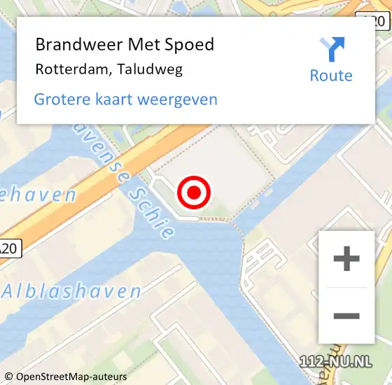 Locatie op kaart van de 112 melding: Brandweer Met Spoed Naar Rotterdam, Taludweg op 21 december 2024 13:23