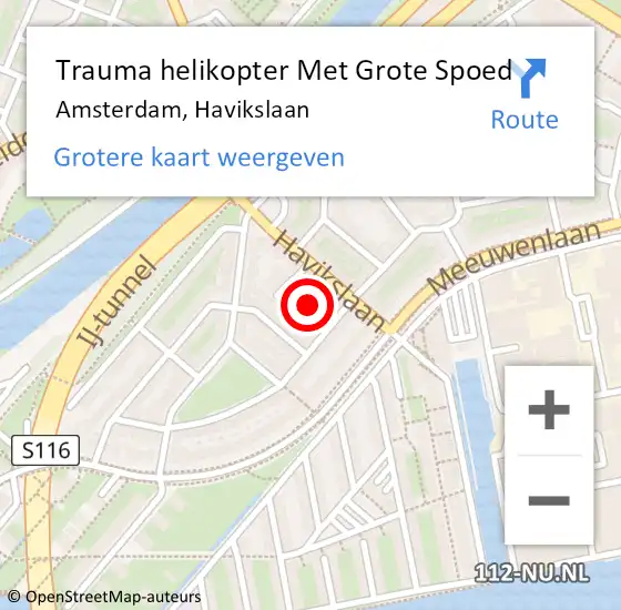 Locatie op kaart van de 112 melding: Trauma helikopter Met Grote Spoed Naar Amsterdam, Havikslaan op 21 december 2024 13:25