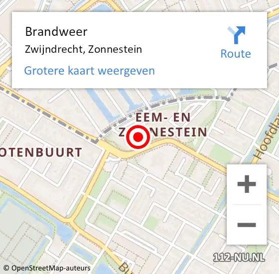 Locatie op kaart van de 112 melding: Brandweer Zwijndrecht, Zonnestein op 21 december 2024 13:46