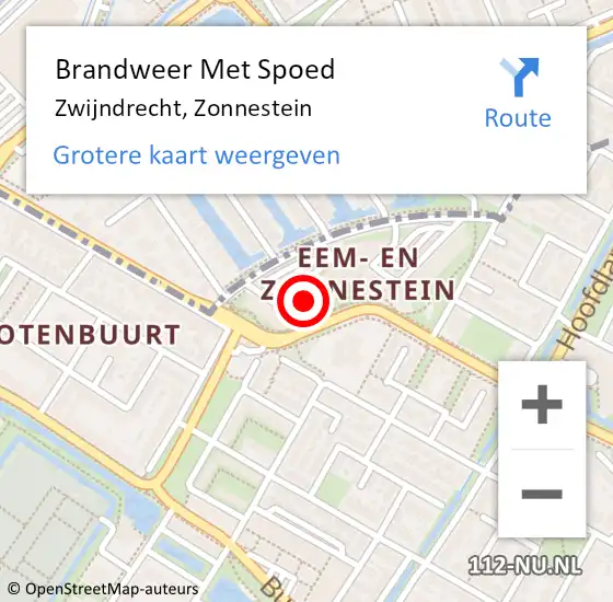 Locatie op kaart van de 112 melding: Brandweer Met Spoed Naar Zwijndrecht, Zonnestein op 21 december 2024 13:46