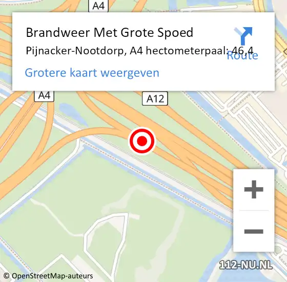 Locatie op kaart van de 112 melding: Brandweer Met Grote Spoed Naar Pijnacker-Nootdorp, A4 hectometerpaal: 46,4 op 21 december 2024 14:02