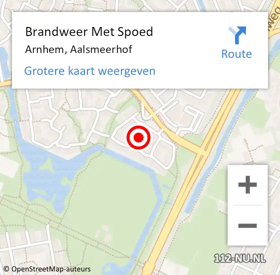 Locatie op kaart van de 112 melding: Brandweer Met Spoed Naar Arnhem, Aalsmeerhof op 21 december 2024 14:02