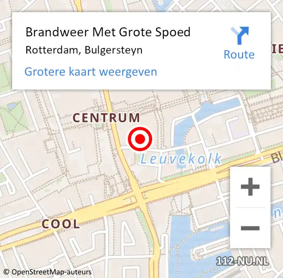 Locatie op kaart van de 112 melding: Brandweer Met Grote Spoed Naar Rotterdam, Bulgersteyn op 21 december 2024 14:11