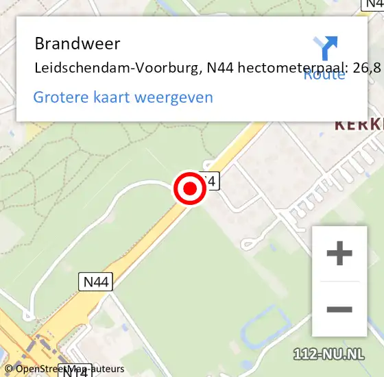 Locatie op kaart van de 112 melding: Brandweer Leidschendam-Voorburg, N44 hectometerpaal: 26,8 op 21 december 2024 14:13