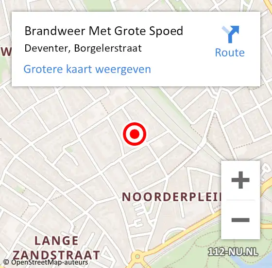 Locatie op kaart van de 112 melding: Brandweer Met Grote Spoed Naar Deventer, Borgelerstraat op 21 december 2024 14:16