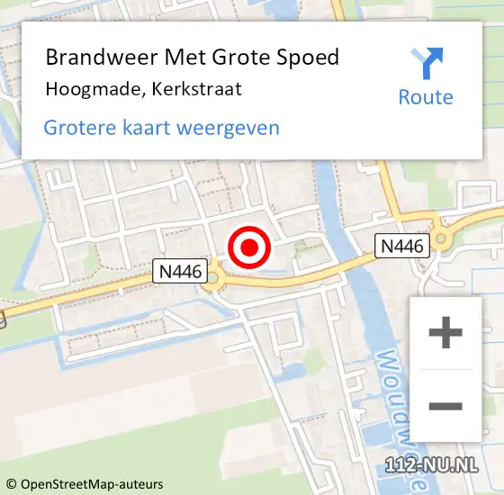 Locatie op kaart van de 112 melding: Brandweer Met Grote Spoed Naar Hoogmade, Kerkstraat op 21 december 2024 14:35