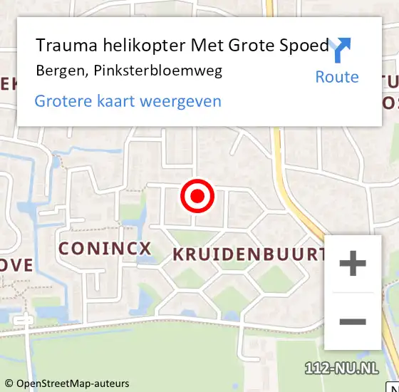 Locatie op kaart van de 112 melding: Trauma helikopter Met Grote Spoed Naar Bergen, Pinksterbloemweg op 21 december 2024 14:39