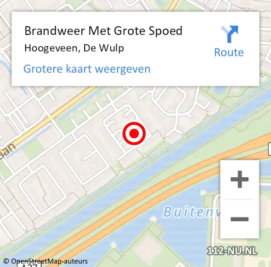 Locatie op kaart van de 112 melding: Brandweer Met Grote Spoed Naar Hoogeveen, De Wulp op 21 december 2024 14:59