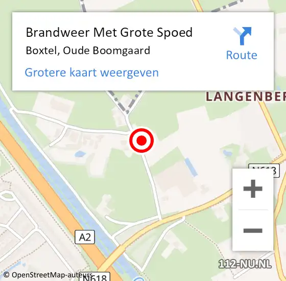 Locatie op kaart van de 112 melding: Brandweer Met Grote Spoed Naar Boxtel, Oude Boomgaard op 21 december 2024 15:03