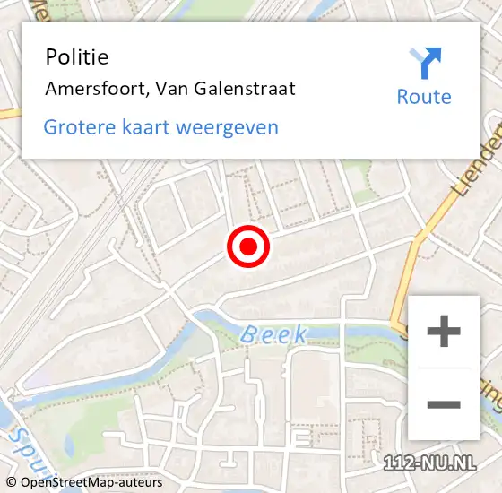 Locatie op kaart van de 112 melding: Politie Amersfoort, Van Galenstraat op 21 december 2024 15:47