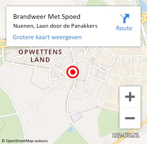 Locatie op kaart van de 112 melding: Brandweer Met Spoed Naar Nuenen, Laan door de Panakkers op 21 december 2024 16:08