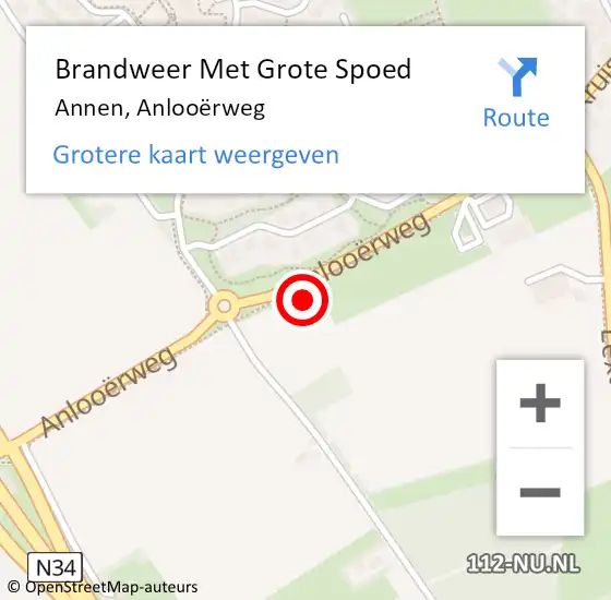 Locatie op kaart van de 112 melding: Brandweer Met Grote Spoed Naar Annen, Anlooërweg op 21 december 2024 16:10