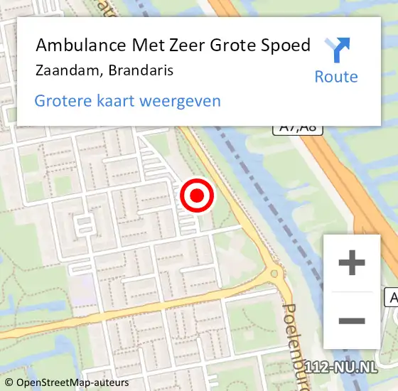 Locatie op kaart van de 112 melding: Ambulance Met Zeer Grote Spoed Naar Zaandam, Brandaris op 21 december 2024 16:11