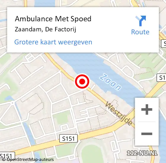 Locatie op kaart van de 112 melding: Ambulance Met Spoed Naar Zaandam, De Factorij op 21 december 2024 16:14