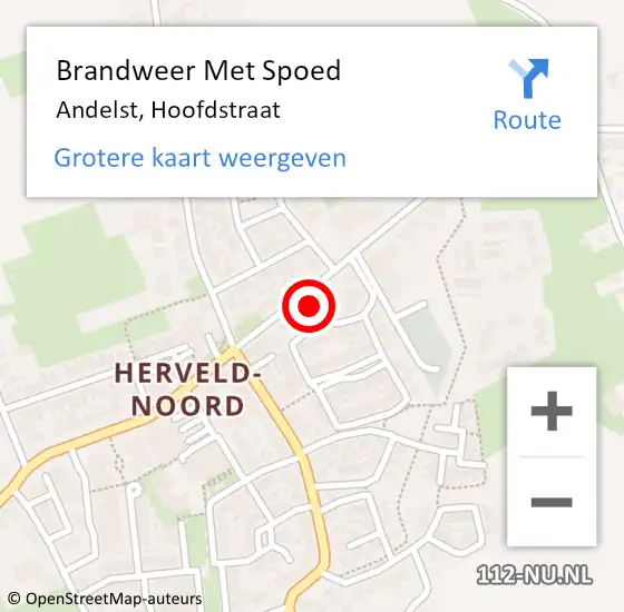 Locatie op kaart van de 112 melding: Brandweer Met Spoed Naar Andelst, Hoofdstraat op 21 december 2024 16:22