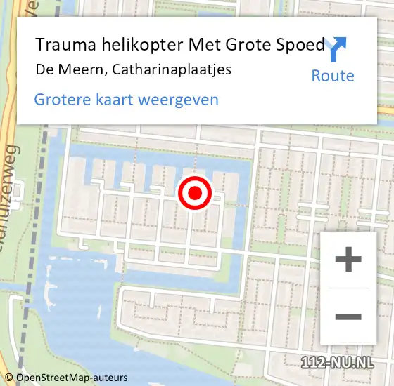 Locatie op kaart van de 112 melding: Trauma helikopter Met Grote Spoed Naar De Meern, Catharinaplaatjes op 21 december 2024 17:08