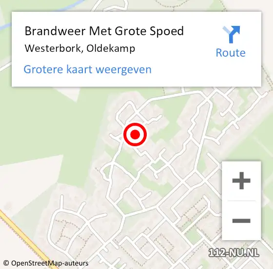 Locatie op kaart van de 112 melding: Brandweer Met Grote Spoed Naar Westerbork, Oldekamp op 21 december 2024 17:27