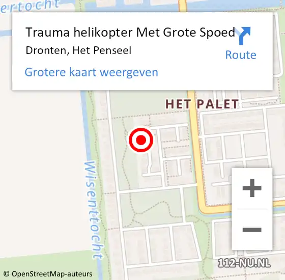 Locatie op kaart van de 112 melding: Trauma helikopter Met Grote Spoed Naar Dronten, Het Penseel op 21 december 2024 17:28