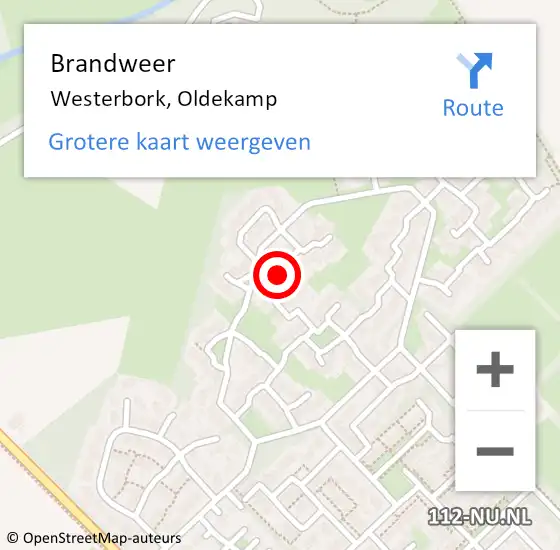 Locatie op kaart van de 112 melding: Brandweer Westerbork, Oldekamp op 21 december 2024 17:29