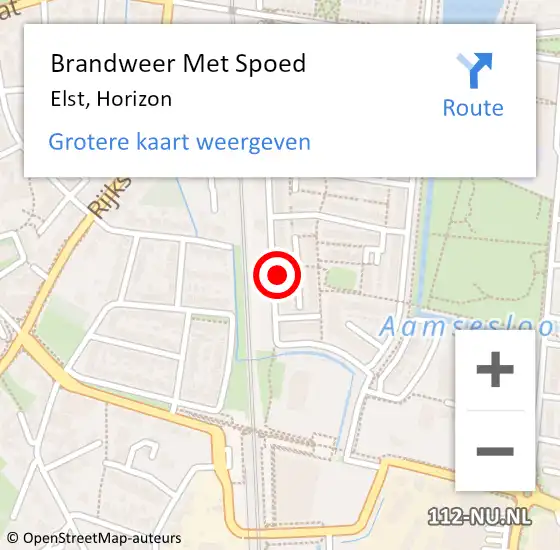 Locatie op kaart van de 112 melding: Brandweer Met Spoed Naar Elst, Horizon op 21 december 2024 17:46