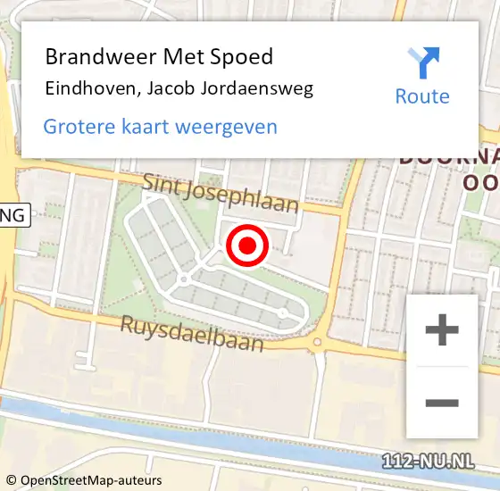 Locatie op kaart van de 112 melding: Brandweer Met Spoed Naar Eindhoven, Jacob Jordaensweg op 21 december 2024 17:50