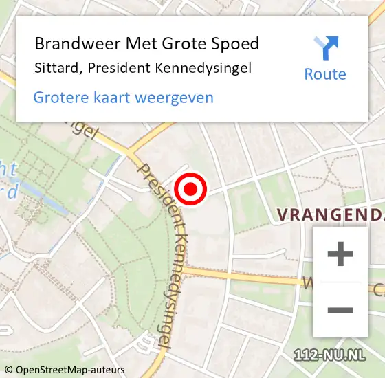 Locatie op kaart van de 112 melding: Brandweer Met Grote Spoed Naar Sittard, President Kennedysingel op 21 december 2024 17:57