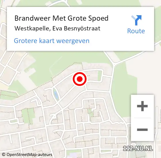 Locatie op kaart van de 112 melding: Brandweer Met Grote Spoed Naar Westkapelle, Eva Besnyöstraat op 21 december 2024 18:02