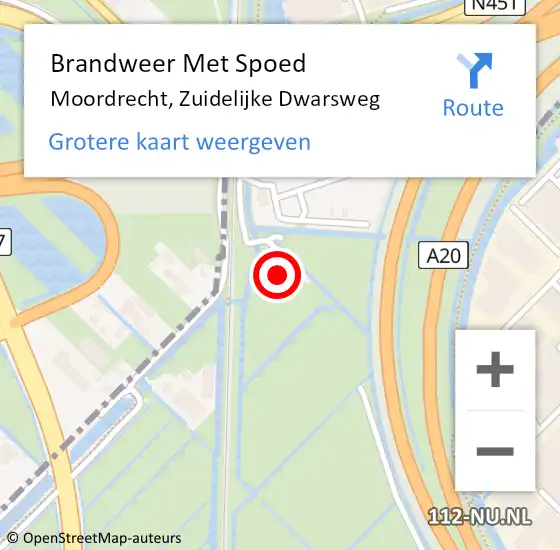 Locatie op kaart van de 112 melding: Brandweer Met Spoed Naar Moordrecht, Zuidelijke Dwarsweg op 21 december 2024 18:07