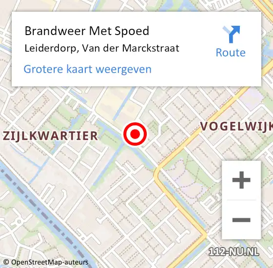 Locatie op kaart van de 112 melding: Brandweer Met Spoed Naar Leiderdorp, Van der Marckstraat op 21 december 2024 18:34