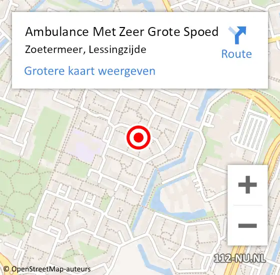 Locatie op kaart van de 112 melding: Ambulance Met Zeer Grote Spoed Naar Zoetermeer, Lessingzijde op 21 december 2024 18:45