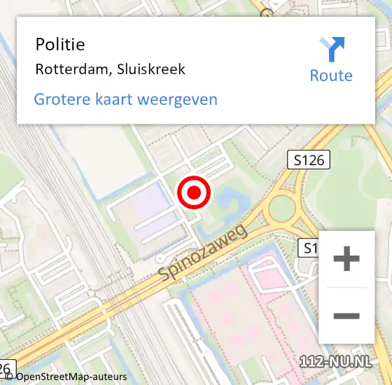 Locatie op kaart van de 112 melding: Politie Rotterdam, Sluiskreek op 21 december 2024 18:52