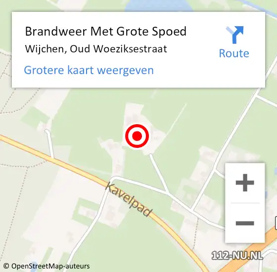 Locatie op kaart van de 112 melding: Brandweer Met Grote Spoed Naar Wijchen, Oud Woeziksestraat op 21 december 2024 19:37