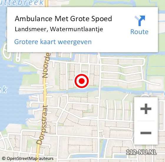 Locatie op kaart van de 112 melding: Ambulance Met Grote Spoed Naar Landsmeer, Watermuntlaantje op 21 december 2024 19:58