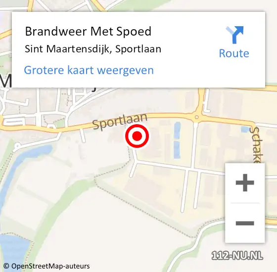 Locatie op kaart van de 112 melding: Brandweer Met Spoed Naar Sint Maartensdijk, Sportlaan op 21 december 2024 20:05