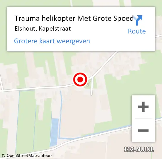 Locatie op kaart van de 112 melding: Trauma helikopter Met Grote Spoed Naar Elshout, Kapelstraat op 21 december 2024 20:12