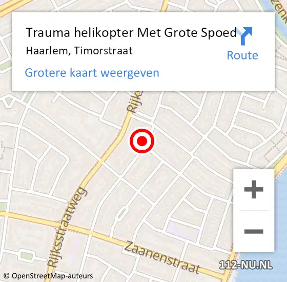 Locatie op kaart van de 112 melding: Trauma helikopter Met Grote Spoed Naar Haarlem, Timorstraat op 21 december 2024 20:36